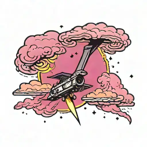 A beautiful and breathtaking tornado with a purple-pink stary sky trough the dark raining clouds. Magical and dangerous. tattoo design idea