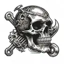 skull and wrench tattoo design idea