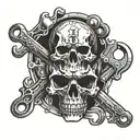 skull and wrench tattoo design idea