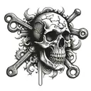 skull and wrench tattoo design idea