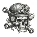 skull and wrench tattoo design idea
