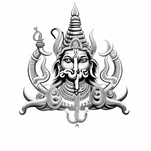 trident shiva ganesh tattoo design idea
