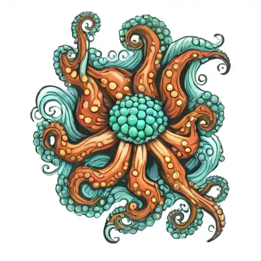 ocean floor octopus tattoo design idea