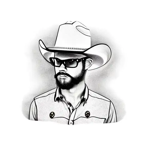 duck with cowboy hat and glasses tattoo design idea