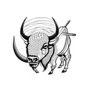 bison skull tattoo design idea