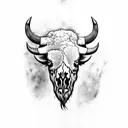 bison skull tattoo design idea