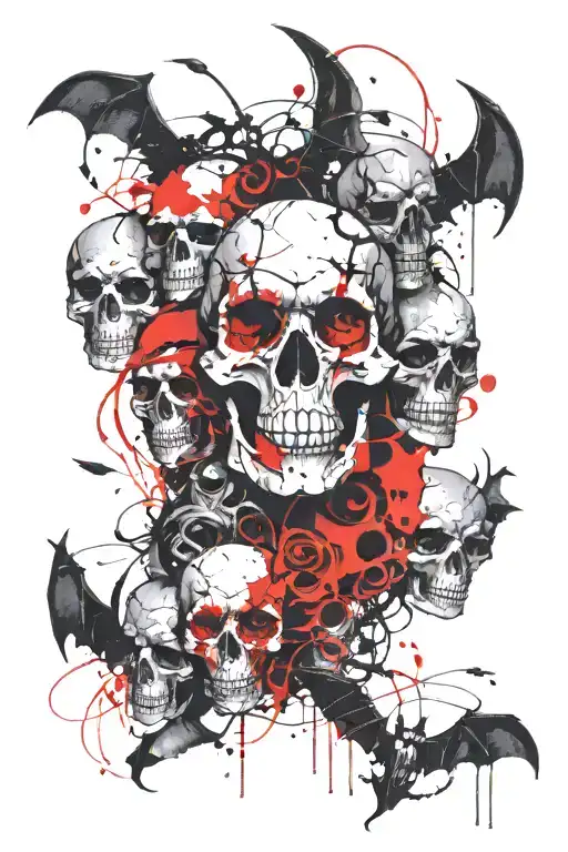 chaos anarchy skulls bats nihilism  tattoo design idea