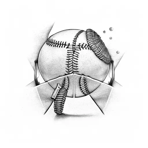 Dotwork Baseball Tattoo Idea - BlackInk AI