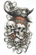 pirate skulls and kraken tattoo design idea