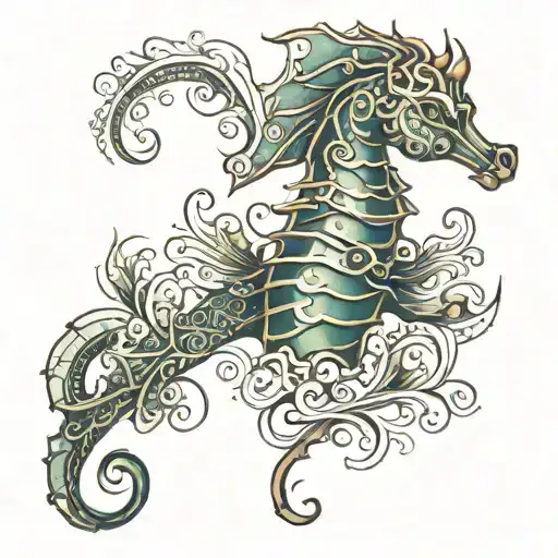 sea horse tattoo design idea