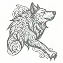 Create a tattoo featuring a lone wolf with a minimiste typography:"lone wolf"  tattoo design idea