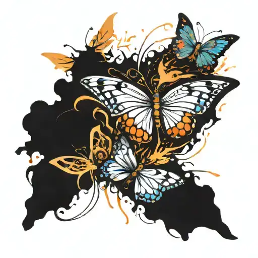 butterflies exploding tattoo design idea