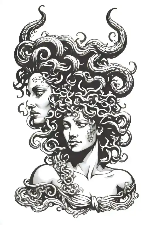 Medusa with head of Perseus  tattoo design idea