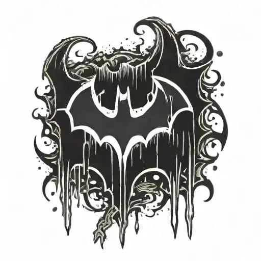 batman logo from the dark knight trilogy that is dripping  tattoo design idea