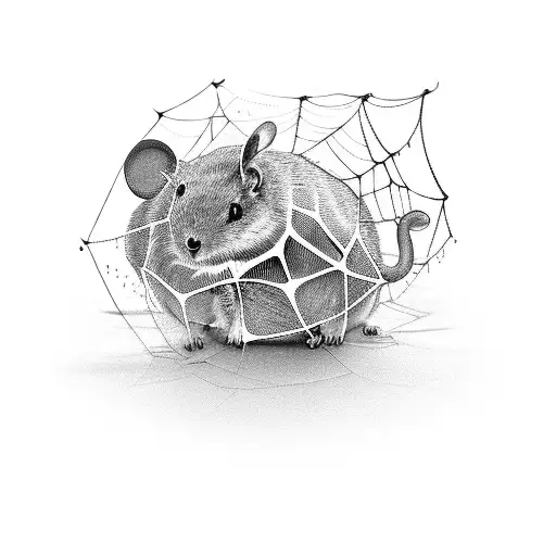 Computer mouse entangled in a web tattoo design idea