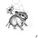 Computer mouse entangled in a web tattoo design idea