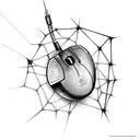 Computer mouse entangled in a web tattoo design idea