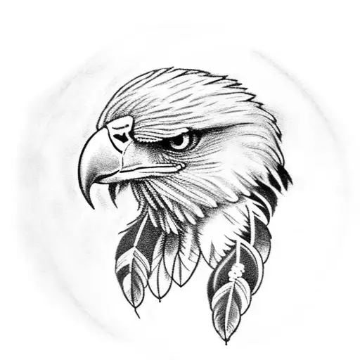 An eagle with a dream catcher in its talons, with a memorial quote tattoo design idea