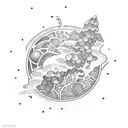 desert, grape, galaxy tattoo design idea