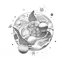 desert, grape, galaxy tattoo design idea