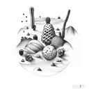 desert, grape, space tattoo design idea