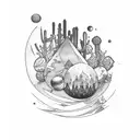 desert, grape, milky way tattoo design idea