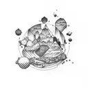 desert, grape, milky way tattoo design idea