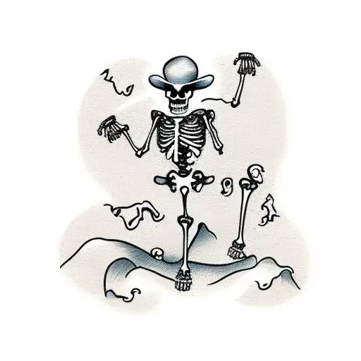 skeleton dancing with his lady tattoo design idea