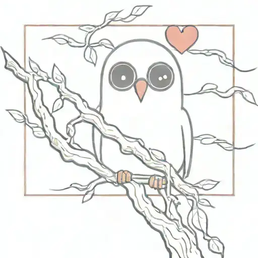 little ghost with heart sunglasses sitting in a tree tattoo design idea