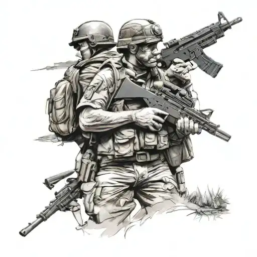 French commando staring at death tattoo design idea