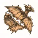bat wings, 2 wings on same side view tattoo design idea