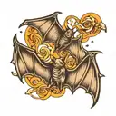 bat wings, 2 wings on same side view tattoo design idea