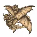 bat wings, 2 wings on same side view tattoo design idea