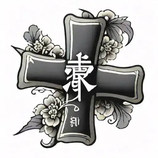 A cross with the word "Lucky" written on it tattoo design idea