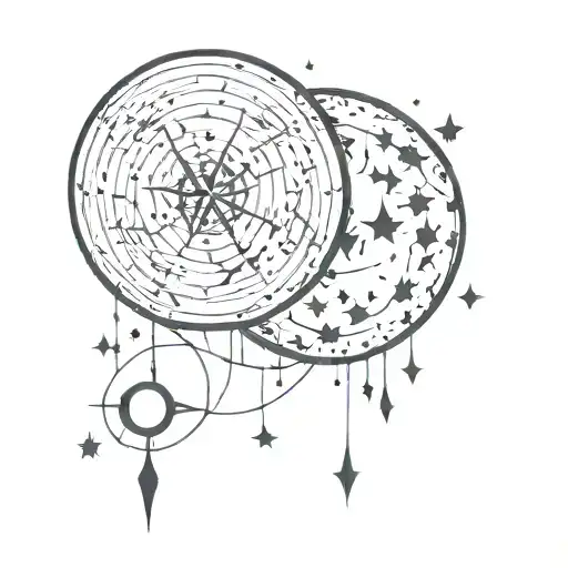 full moons merging, stars, blood tattoo design idea