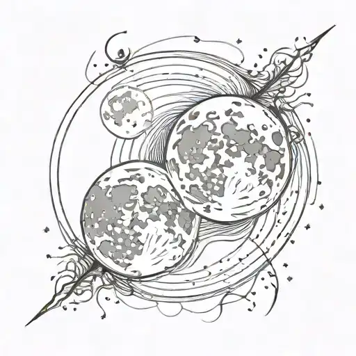 full moons merging together tattoo design idea