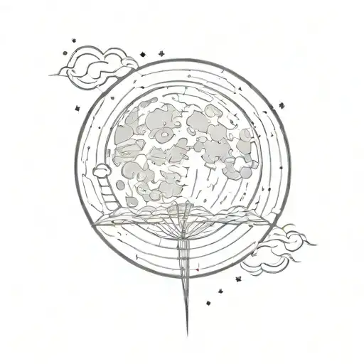 full moon, celestial, tattoo design idea