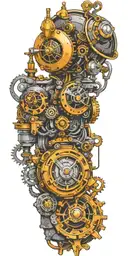 steampunk robotics tattoo design idea