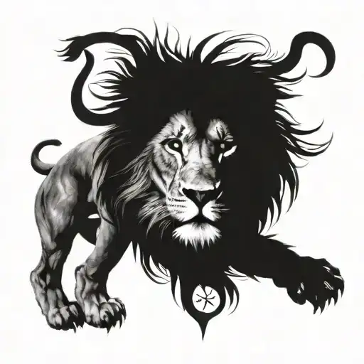 I want to create a sleeve tattoo from the shoulder to mid-arm that includes a lion with a compass tattoo design idea