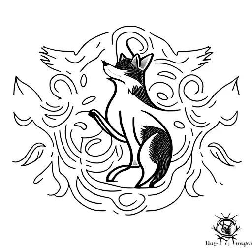 A minimalist tattoo of a fox dancing in a Harry Potter inspired scene tattoo design idea