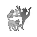 A silhouette of a dancer with a cat and a dog on each side, symbolizing the client's love for both animals and dance tattoo design idea