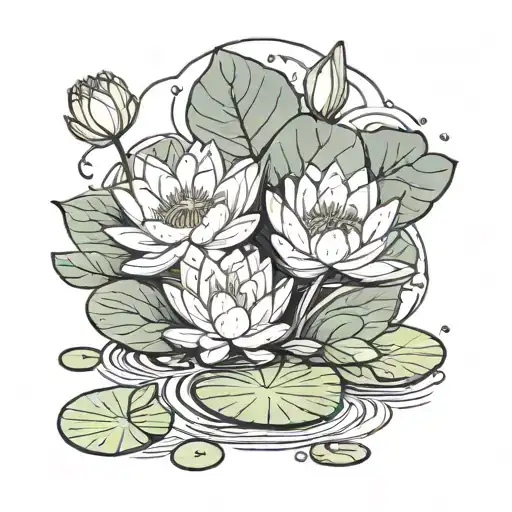 water lily flowers and pads  tattoo design idea