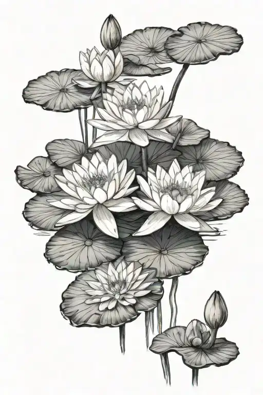 water lily flowers and pads  tattoo design idea