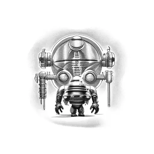 bio shock big daddy doll and little sister  tattoo design idea