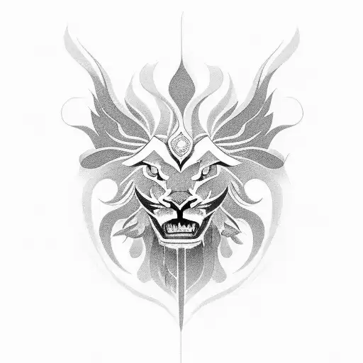 Phoenix lion  tattoo design idea