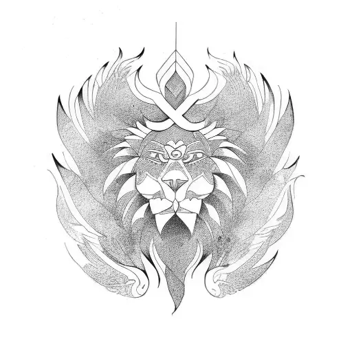 Phoenix lion  tattoo design idea