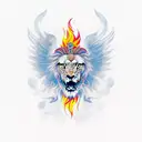 Phoenix lion  tattoo design idea