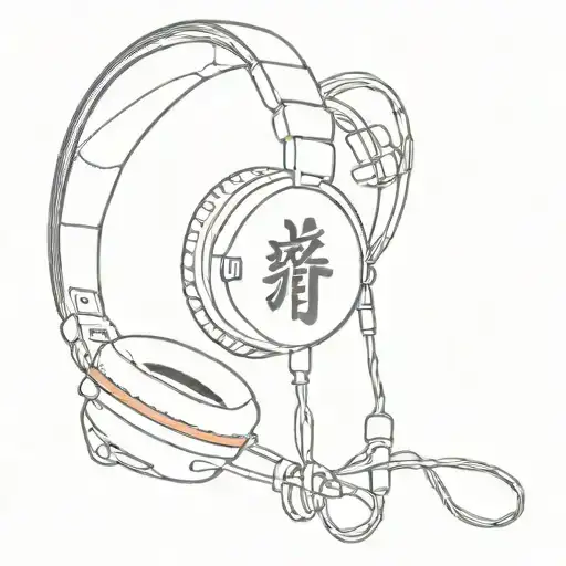 Japanese style headphones with the word 愛 tattoo design idea