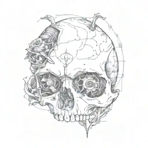 half skull tattoo design idea