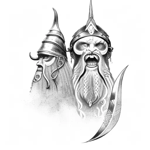 símbolo viking com asa e corvos tattoo design idea